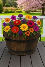 Wooden Barrel Planter 24cm