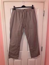 BNWOT Cotton Traders Antique Beige Elastic Drawstring Waist Cotton Trousers L