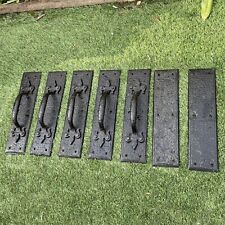 Gothic door handles x7 heavy wrought iron Vintage planished - suit oak doors