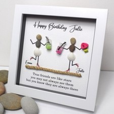Personalised Birthday Gift for Her Friends Pebble Picture Frame 50th 60th 70th