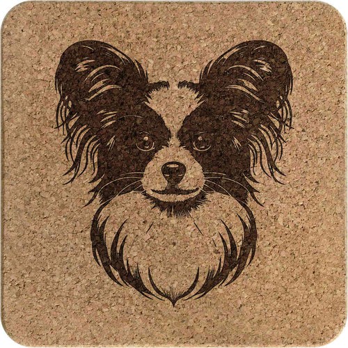 Papillon dog square cork - dog',