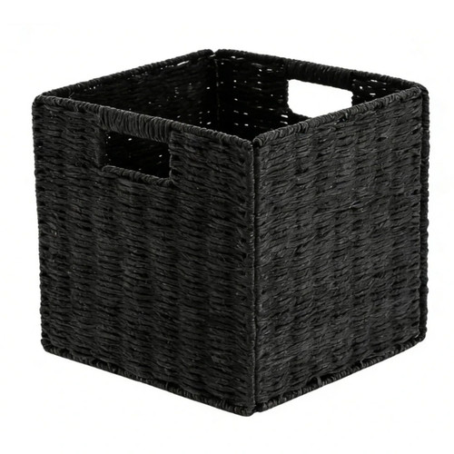 Foldable faux wicker storage - faux,