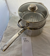 Large Prestige Stainless Steel Saucepan + Steamer  + Glass Lid  - 18cm - Ref 335