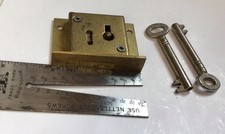 2”x 1 1/2”BRASS 4 LEVER  CUT DRAWER/TILL LOCK VINTAGE NEW OLD STOCK 2 Keys