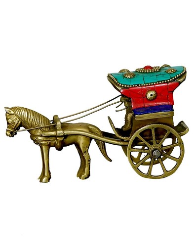 Brass horse cart - brass,