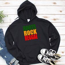 ROOTS ROCK REGGAE BLACK HOODIE (rasta ska marley dub dancehall Jah perry tubby
