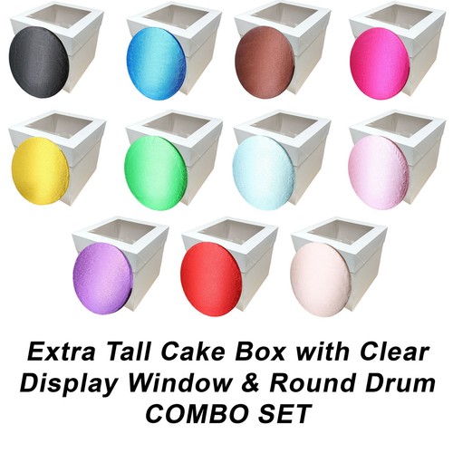 Tall white cake box extra - white,