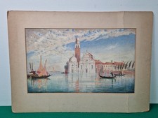 Vintage Basilica di Santa Maria Della Salute Venice Watercolour Painting Signed