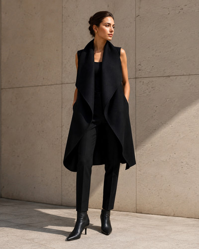 Zara women black long wool - women's,