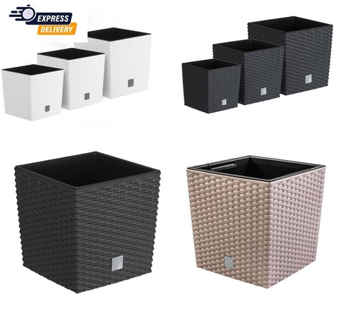 Plant flower pot - square, rattan