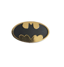 Batman Logo Badge Vintage 1997 DC Comics Plastic Pin Badge Batman Gold Chrome
