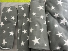 4 Pieces Of Grey Fleece Fabric With White Stars