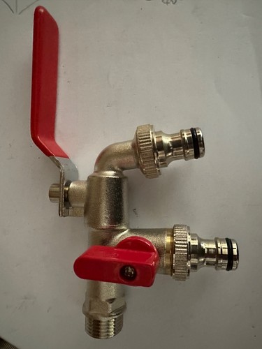 Brass double water tap - water, 1/2"