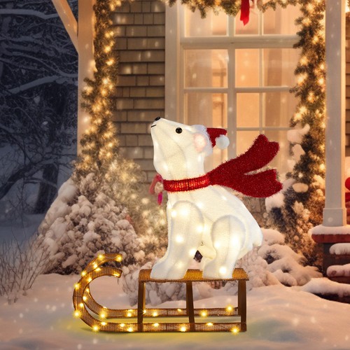 Christmas sleigh polar bear - christmas,