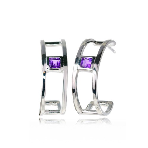 Amethyst hoop earrings - amethyst,