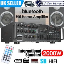 2000W Digital Power Amplifier Bluetooth Stereo HiFi Audio 2CH USB SD FM Remote