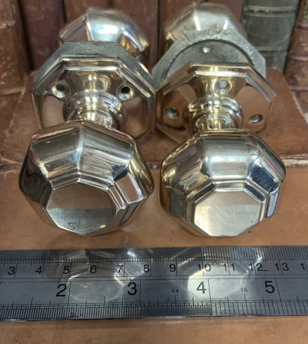 Brass door knobs octagonal - door,