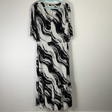 M&S Autograph Maxi Dress Size 14 Black Ivory Tiered V Neck Marks Spencer