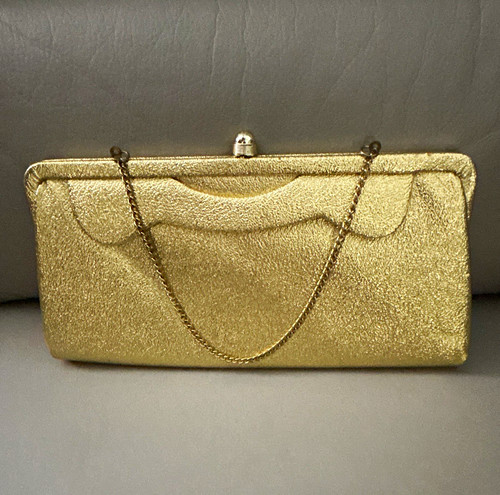 Gold metallic clutch - gold,