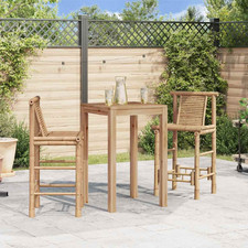 Bar Stool 2pcs Natural Bamboo