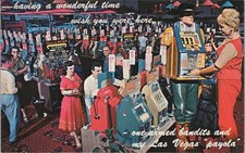 Postcard One Armed Bandits Las Vegas Nevada Gambling Casino 