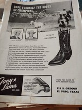 Sk201 Ephemera 1960s Advert tony Lama Cowboy Boots