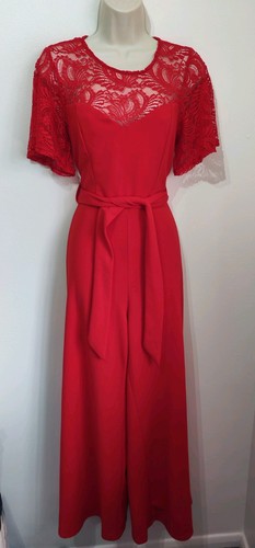Very red lace - , belted