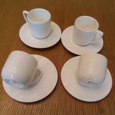 8 Vintage Wedgwood Fine Bone China Antibes Vera Wang 4 Espresso Cup & 4  Saucer 