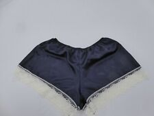 Navy  Polyester Satin French Knickers 18/20  with Cream  Lace Free Postage 