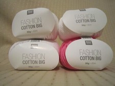 4 x 50g - Rico Fashion Cotton Big - 3 x White / 1 x Candy Pink