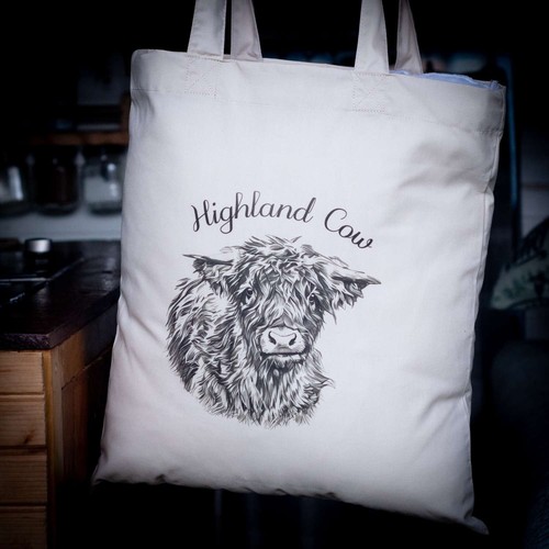 Highland cow tote bag shopping - highland,