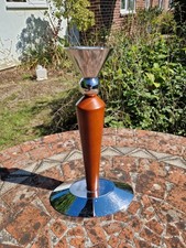 Vintage Retro Memphis Design Candle holder stick wood & Metal 9.5" Scandinavian 