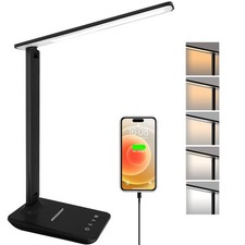 joyshie Desk Lamp Dimmable Led Table Lamp Reading Light with USB Charging Por...