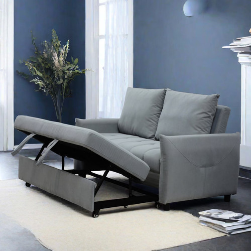 Light blue velvet sofa with - light,