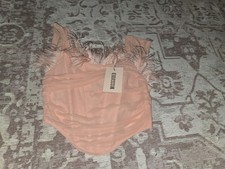 Size 12 Missguided Feather Corset,pink