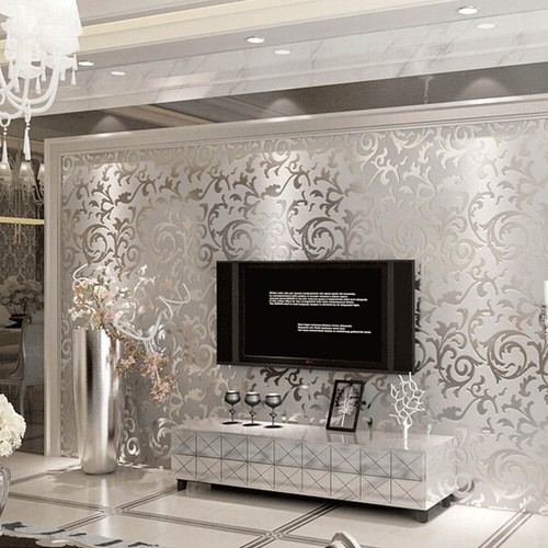 Silver grey wallpaper - rolls, 3d