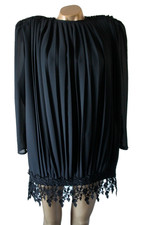 Gina Bacconi Vintage Statement Dress Tunic Pleated Shoulder Pads UK 8 10