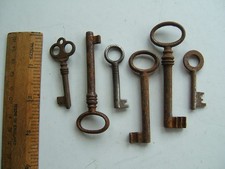 COLLECTION OF 6 x VINTAGE/ ANTIQUE / OLD KEYS for CABINET /  CUPBOARD / DRAWER