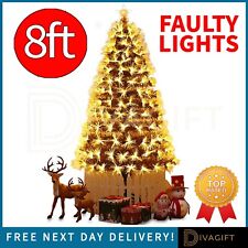 8FT FIBRE OPTIC CHRISTMAS TREE XMAS ARTIFICIAL WARM LED PRE LIT *FAULTY LIGHTS *