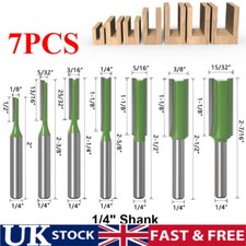 7Pcs 1/4" Shank Single Double Flute Straight Router Bit Tool Set FOR Woodworking