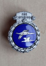 Vintage enamel Sweden Hunting Association brooch pin badge För Sverige Pheasant