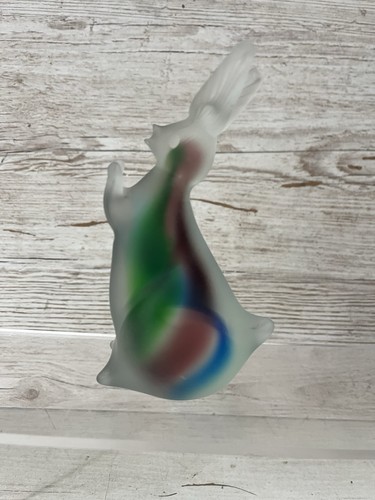 Frosted glass rabbit figurine - frosted,