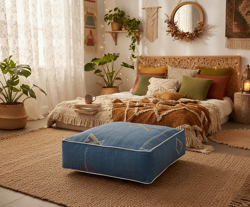 Sabra silk pouf cover - sabra,