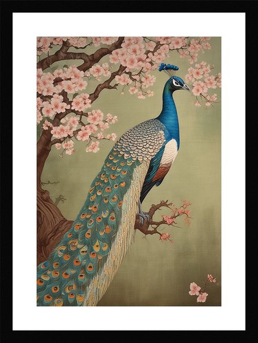 Elegant peacock art print - peacock,