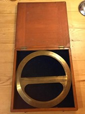 390c Antique Circular Protractor Halden & co Manchester  9"  360 degrees Cased