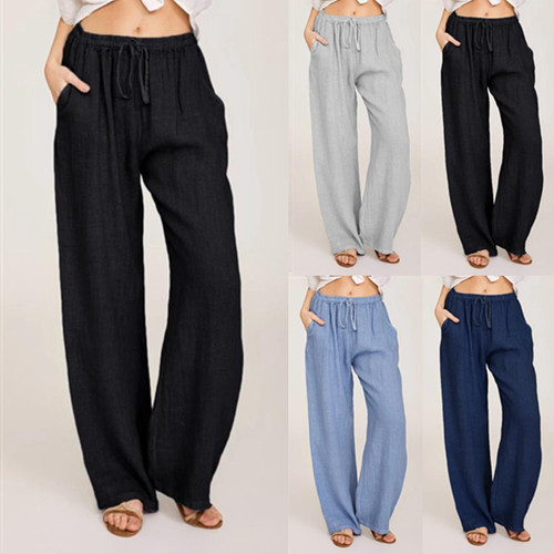 Womens cotton linen wide leg - linen,