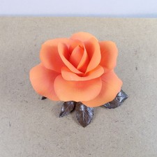Boehm Porcelain Figurine Orange Tropicana Rose Bronze Stem