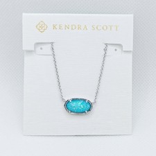 Kendra Scott Elisa Silver Pendant Necklace in Blue Periwinkle Opal