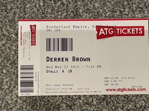 Derren brown used ticket - derren,