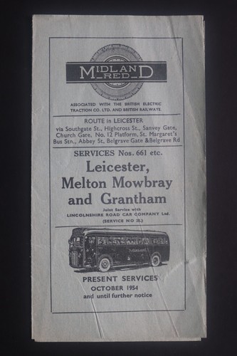 Midland red bus timetable 1954 - midland,